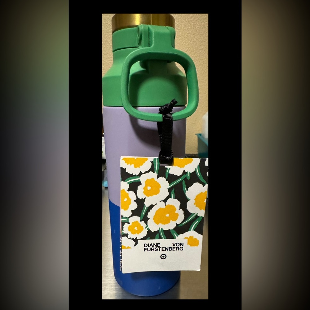 Diane Von Furstenberg Floral Water Bottle with Green and Blue